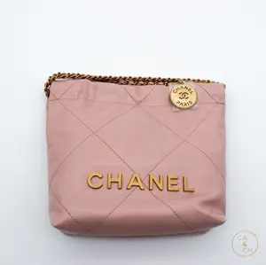 Pre-owned CHANEL Leather Crossbody Bags 22 Mini Bag in Pink with Gold Hardware crossbody bag