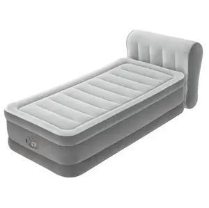 Twin Size Inflatable Air Mattress with Built-in Electric Pump & Raised Headboard, 18" Comfortable Camping & Home Bed ️