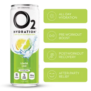 O2 Hydration Lemon Lime Hydration Drink - Refreshing and Citrus Flavor