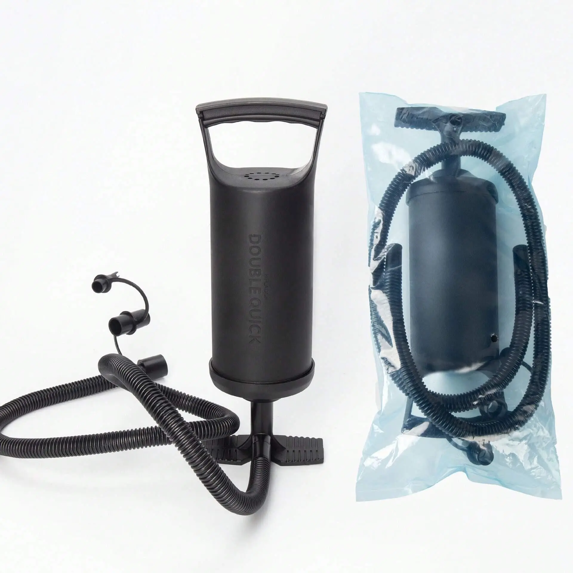 Portable Manual Dual Air Pump, Three Valve Connectors, Fast Inflation, Quick Inflate, Compact Design, Handheld Pump for Inflatable Beds, Swimming Rings, Pools, Outdoor Camping Supplies, Equipment