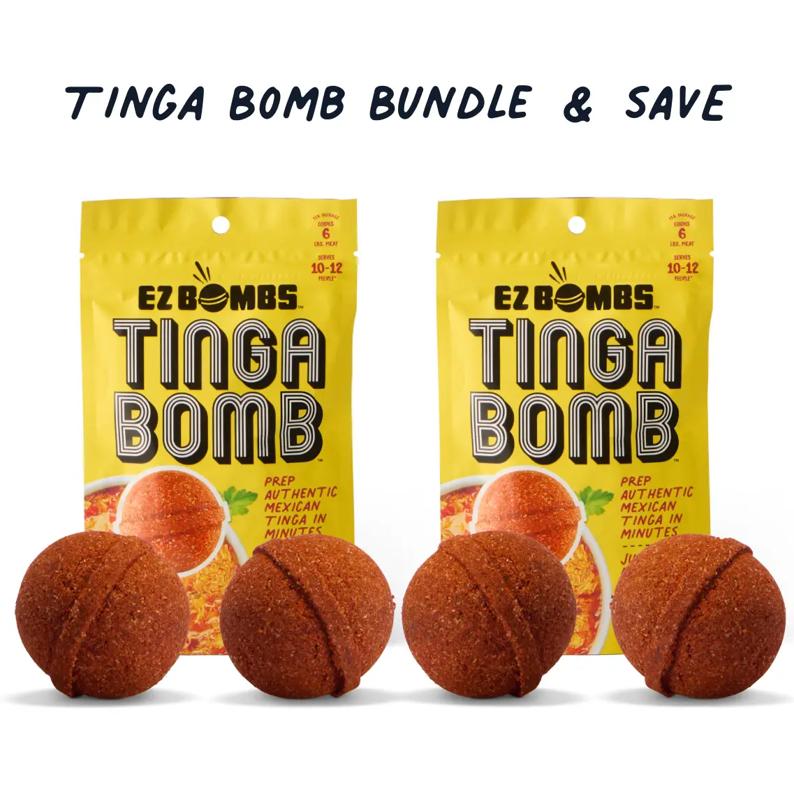 EZ Bombs TingaBombs Bundle, 2 Bombs Per Pack - Authentic Mexican Seasoning for Smoky Chipotle Tinga Sauce, Tacos, Tostadas, Tortas and More - Bold, Sp
