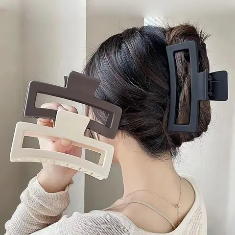 3pcs Solid Color Hollow out Design Hair Claw Clip for Women, Fashion All-match Hair Accessories, Large Size Easy Grasping Hair Claw Clip, Hair Claws Set, Hair Bun Accessories, Claw Hair Clips