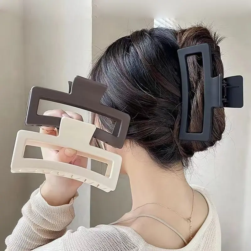 3pcs Solid Color Hollow out Design Hair Claw Clip for Women, Fashion All-match Hair Accessories, Large Size Easy Grasping Hair Claw Clip, Hair Claws Set, Hair Bun Accessories, Claw Hair Clips