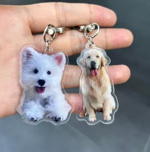 Custom Cat Dog Portrait Keychain - Personalized Pet Photo Keychain - Cat Memorial Gift Holiday Gift For Pet Lovers Dog Keychain