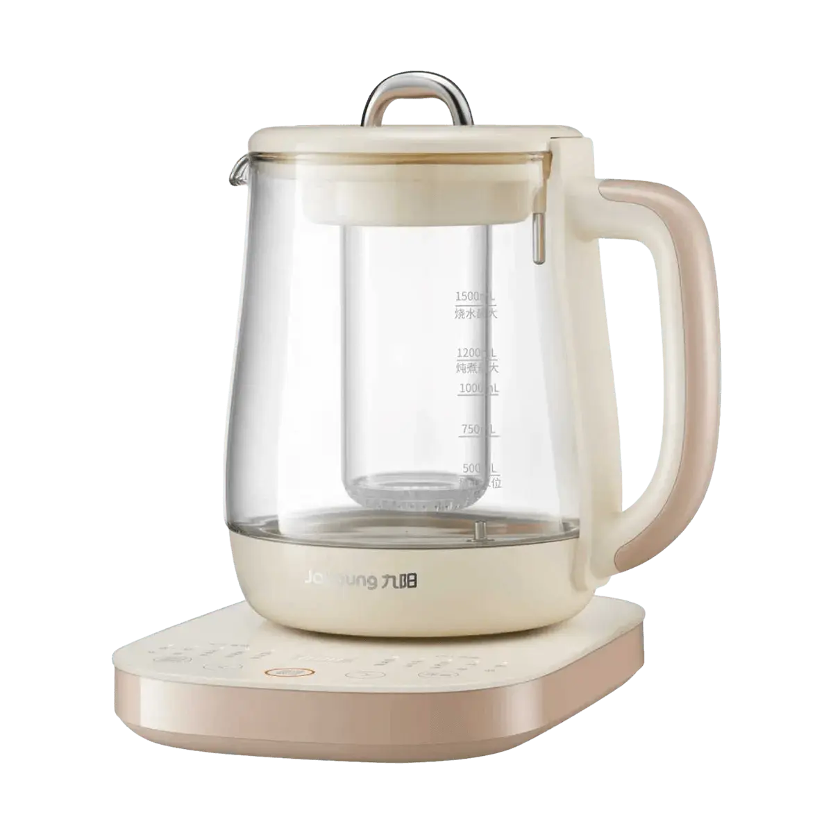 JOYOUNG 1.5L Glass Health Pot with Temperature Control, Anti-overflow Glass Tea Infuser, Electric Stew Cooker for Herbal Tea, Porridge, Soup