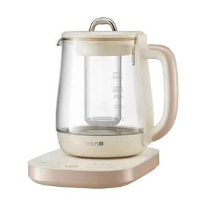 JOYOUNG 1.5L Glass Health Pot with Temperature Control, Anti-overflow Glass Tea Infuser, Electric Stew Cooker for Herbal Tea, Porridge, Soup