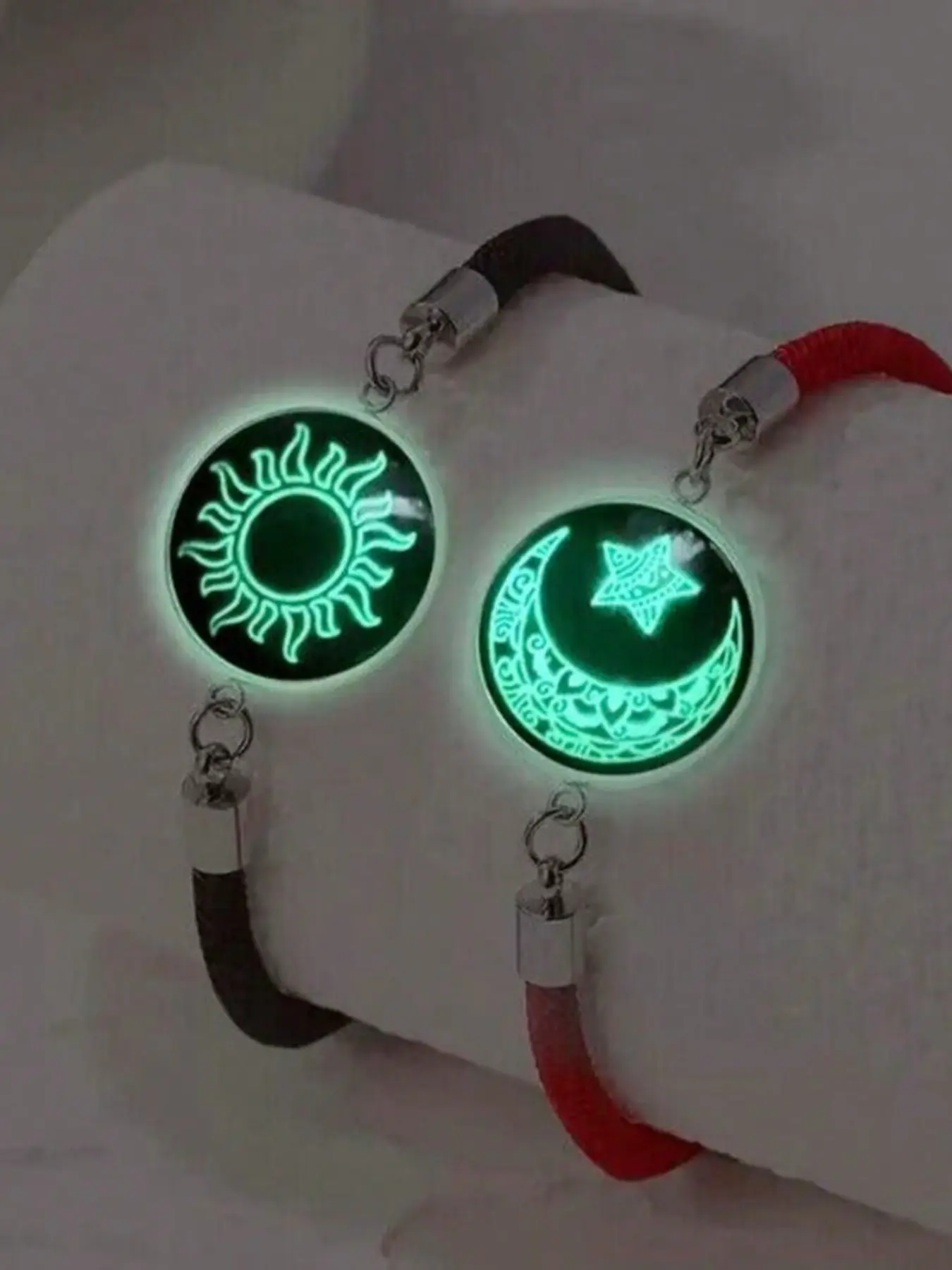Handmade Couple Bracelet Set, Exquisite Bracelet, Glow-In-The-Dark Glass Yin-Yang Bracelets, Unique Sun and Moon Jewelry, Romantic Gift Idea, Jewelry Gifts