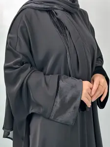 Luxury Velvet Headscarf & Batwing Sleeve Dress Set, Abaya Hijab Set, Winter Fashion Essential, Ramadan Must-Have, Elegant Women's