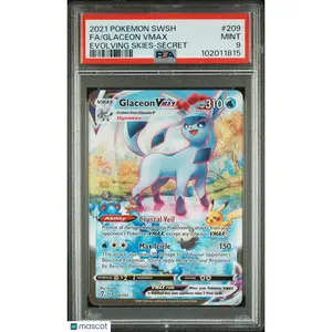 2021 Pokemon Sword & Shield Evolving Skies Glaceon VMAX #209 9 Secret FA
