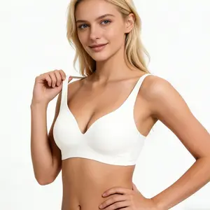 Jelly Wireless Womens ComfortableWireless Bras Push Up Bralettes Seamless TshirtsBras Deep V Everyday Bras