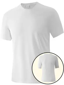 Men's Solid Round Neck Sports Tee, Breathable Comfortable Sports T-shirt for Gym Workout Running, Casual Sportswear for All Seasons