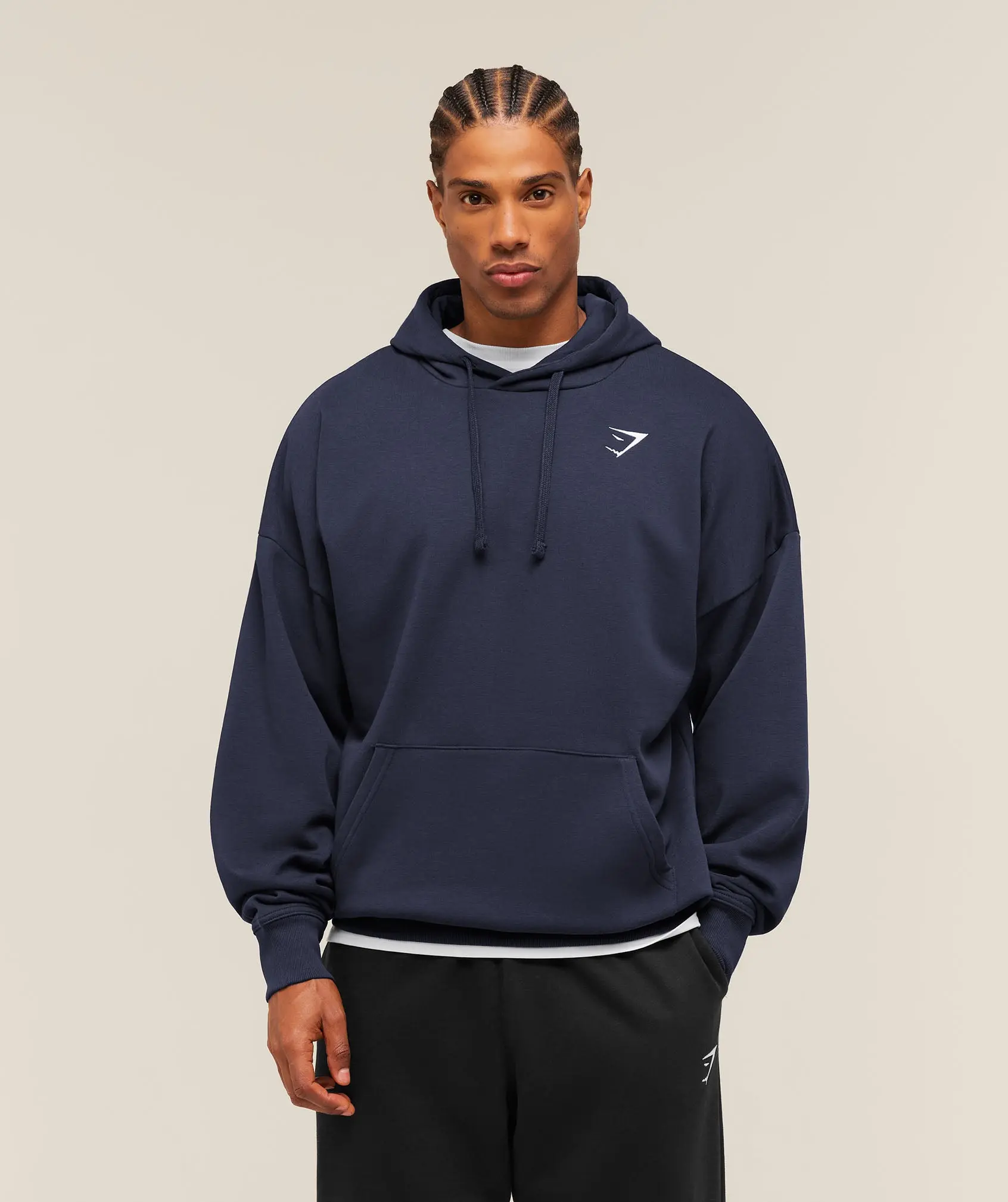 Gymshark Crest Oversized Hoodie – Heavy Blue Gym Hoodie, Relaxed Fit Training & Everyday Wear