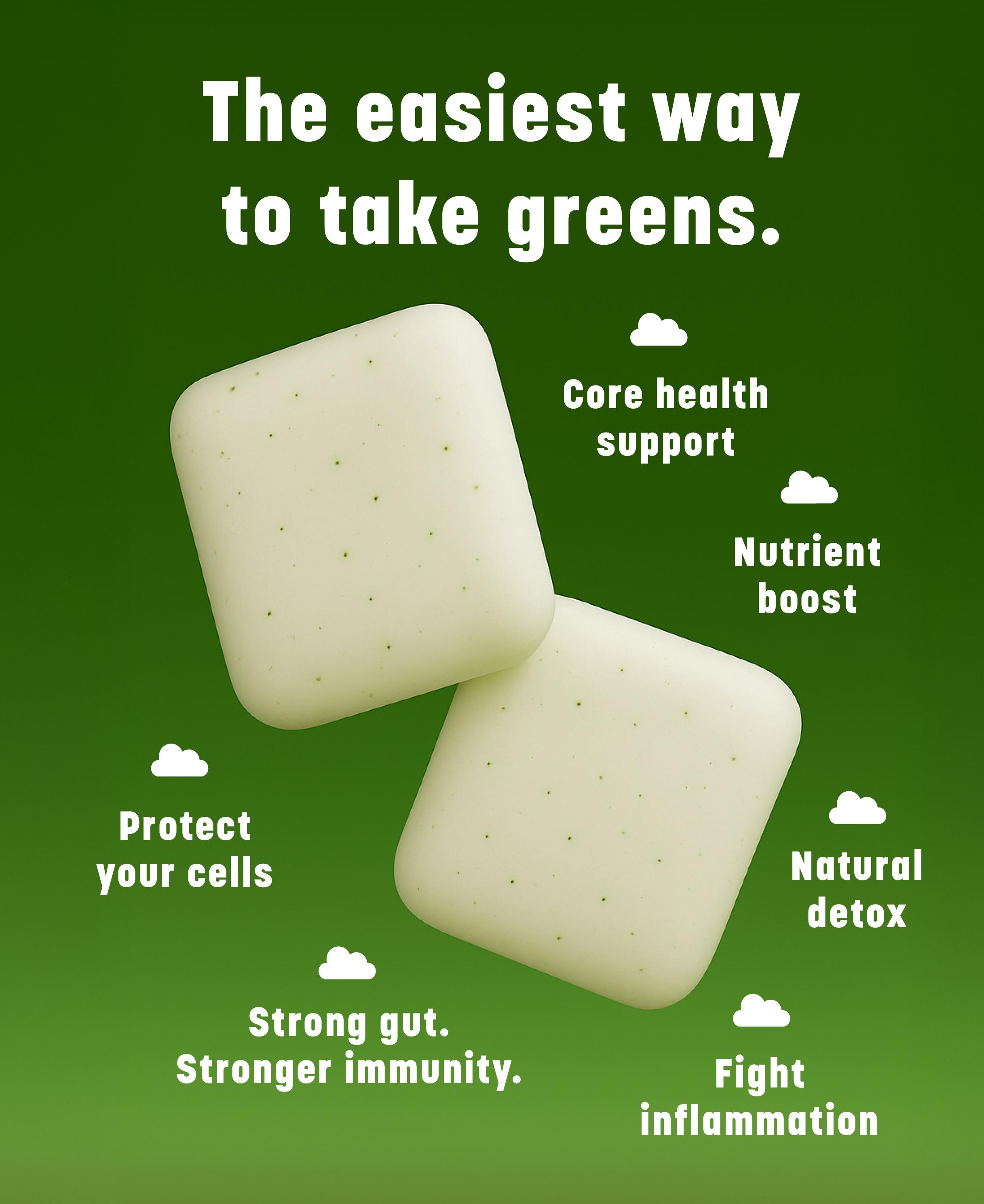 Clooudie SuperGreen Chewing Gum, Matcha Flavor, 30 Gum, Natural Detox Support, Immune Defense, Antioxidant Power, Dietary Supplement, Sugar Free