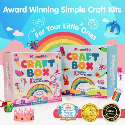 Mumaloo Craft Box for Kids Ages 3-8 – 10 Mess-Free Arts & Crafts Activities, DIY Toys with All Materials Included – Boosts Creativity & Fine Motor Skills