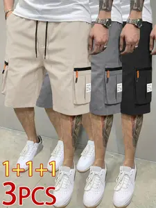 Men’s 3-pack multifunctional shorts—outdoor cargo pants with multiple pockets, side zippered large pockets, and a drawstring waist; suitable for everyday hiking and fishing. Great value for money and a perfect Valentine’s Day gift.