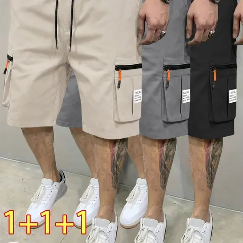 Men’s 3-pack multifunctional shorts—outdoor cargo pants with multiple pockets, side zippered large pockets, and a drawstring waist; suitable for everyday hiking and fishing. Great value for money and a perfect Valentine’s Day gift.