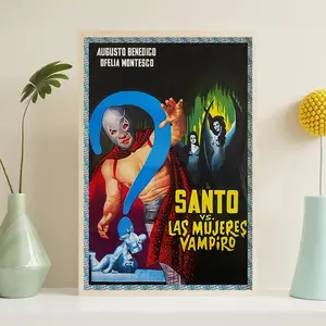 Mexican wrestling Santo Blue Demon movie s Poster, HD Poster print, Vintage Poster, Art Collectibles, Home decor, Wall Art
