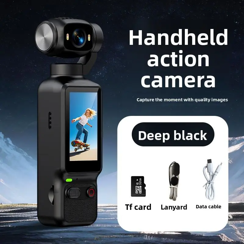Portable Handheld Action Vlog Camera Fresh Green 8MP Video Recorder with 32GB TF Card, Lanyard & Data Cable for Outdoor Daily Content Creation
