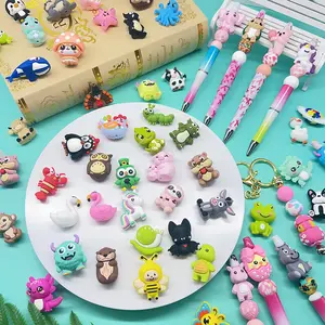 50/100PCS 3D Random Mixed Silicone Focal Bead Set Assorted Styles for DIY Keychains Necklaces Bracelets Pen Decorations Jewelry and Pendants Perfect Holiday Birthday Gifts