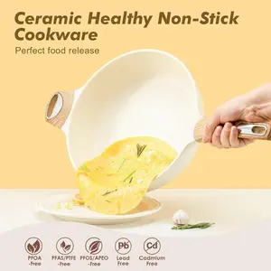 SENSARTE Ceramic Nonstick Frying Pan Skillet with Lid, 12 Inch Large Deep Frying Pan, 5 Qt Saute Pan, Induction Pan, Healthy Non Toxic Cooking Pan with Helper Handle, PFOA PFAS PTFE Free