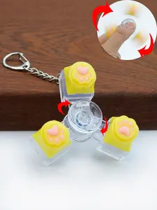 1pc Fidget Spinners Keyboard Keychain Fidget Spinner Toys,Cute Cat's Claw Keyboard Keychain,3 Buttons Clicker Toy for Adults Stress Relief Sensory Toys