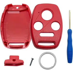 Key Fob Case Replacement for Honda Accord 2003-2012 / Civic EX 2006-2013 / Pilot 2009-2015 / CR-V 2005-2006 Keyless Entry Car Key Fob Shell - Cutting NOT Required (Red)