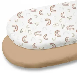 Baby Bassinet Sheets 2 Pack,  Bassinet Fitted Sheets for Girls Boys, Soft & Breathable Unisex Baby Mattress Sheet for Standard Bassinets 33"x17"