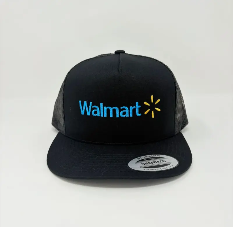 Walmart Logo Black Trucker Hat Cap Adult Size Unisex Stylish Functional Accessory with Walmart Logo Front Comfortable Fit