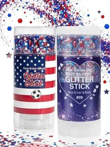 4th of July Glitter Stick | Red, Bonding Sheets White & Blue Body & Hair Sparkle for Independence Day Party, Festival & Fun Holiday LookSports and Outdoors