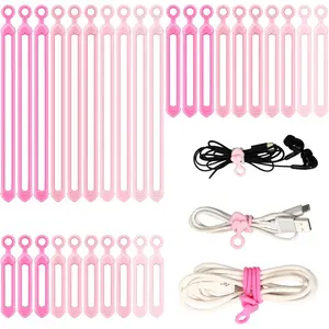 48 count   Ties   Management Organizer Multipurpose Elastic zip ties Adjustable  Organizer for Travel Office Desk(Gradient ,3 Sizes)