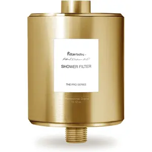 Filterbaby Titanium Shower Filter Pro - IAPMO Certified to NSF 177 Standard, Doctor Developed, Reduce up to 99% Chlorine/Chloramine/Lead/Certain Heavy Metals, Great Water Pressure, Long Lasting, Gold