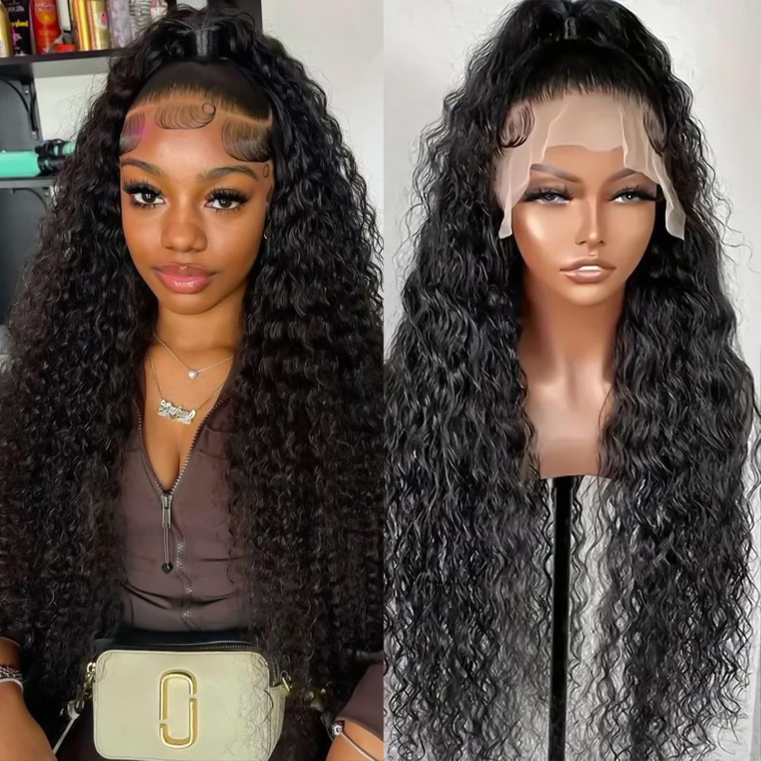 Bling Hair Deep Wave Wig 13x6 HD Lace Frontal Wigs Brazilian Deep Wave Curly Human Hair Wigs For Black Women Preplucked SpringStatements