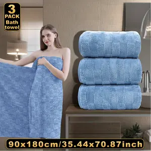 3 Pack Bath Towels Set Coral Velvet, 27.5x55.1 Inches Quick Dry Highly Absorbent, Soft Shower Towels for Women Men, Spa Beach Yoga Gym Travel Accessories Quick Drying Towel