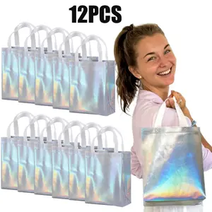 12 Pcs Non-woven Reusable Gift Bags With Handles for Party Favor 8W x 4L x10H Size