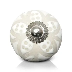 LuxeDesigns Decorative Ceramic Knobs Set of 24 - Handmade White Dresser Knobs for Drawers & Cabinets, 1.5" x 1.1", Hand Painted Cabinet Handles