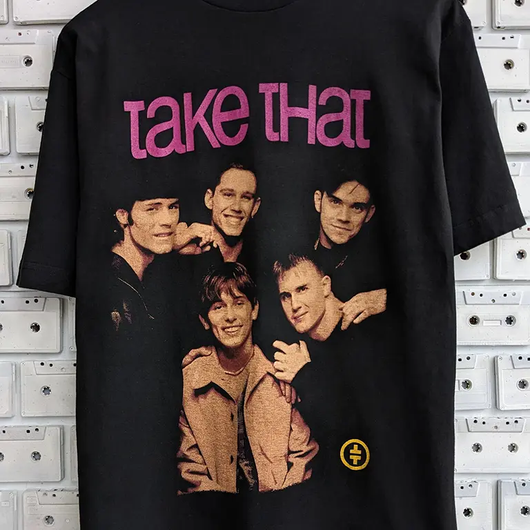 Vintage 90s Take That T-shirt Robbie Wills Mark Owen Gary Barlow UK Pop Rock Boy Band Bootleg Merch Tee Shirt