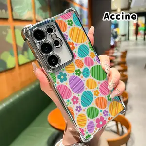 Phone Case Compatible with Samsung Galaxy S23 Ultra S24 Plus S25 S22+ FE Edge Easter Egg Floral Burst Pattern Four Corners Anti-drop Cellphone Protective Durable Total Coverage Shockproof Phone Cover