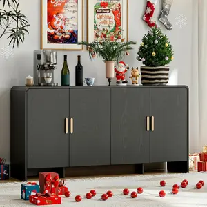 【Valentine's Day gift】ONBRILL 48 Inches Buffet Cabinet with Storage, Farmhouse Sideboard Buffet w/2 Drawers and 3 Doors, Wood Coffee Bar Cabinet with Adjustable Shelves, Sideboard Storage for Kitchen, Living Room