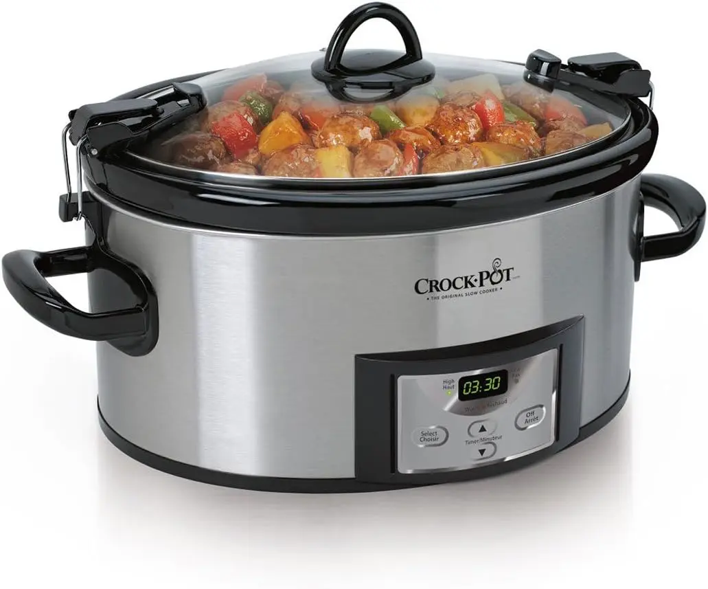 Quart Cook & Carry Programmable Slow   Digital Timer Stainless Steel  US