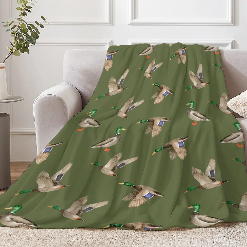 Duck Print Flannel Blanket - Soft, Warm Throw for Naps, Camping, Sofa Bedroom Dorm Couch Office Car Travel Home Decor - Gift for Friends, Family Lovers Boys Girls