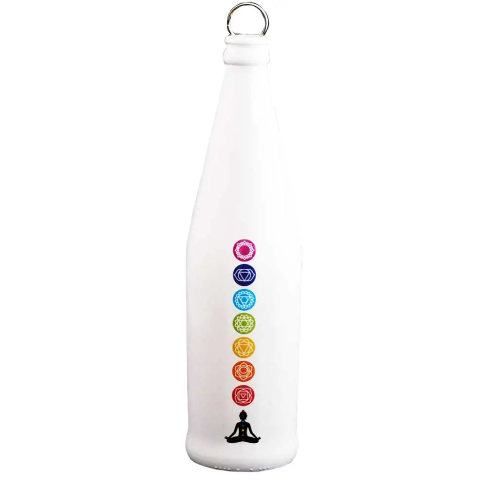 Glass Smoking Bottle Incense Burner - 7 Chakras - White