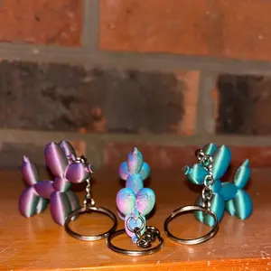 Ballon Dog Keychain - Purple, Green, & Blue Color Shift with Keyring