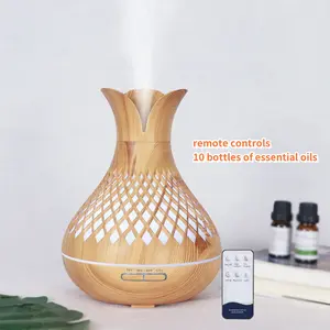 500ml Hollow petal aroma diffuser, with 10 bottles of essential oil and remote control, indoor humidifier, suitable for bedrooms, living rooms, yoga and offices