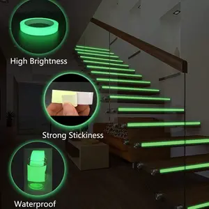 3/1 Roll 9.8 Feet Glow-In-The-Dark Tape, Deep Self-Adhesive Night Light Sticker, Safety Warning Tape for Home, Stairs, Windows, Parties