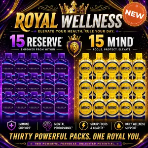 New Royal Wellness 15 days M1ND and 15 days Reserve for all day no crash energy, focus, mood boost, circulation, and more
