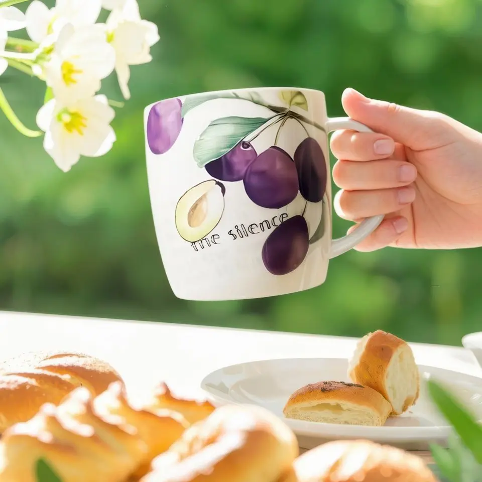 Ceramic Coffee Mug with Fruit Design Durable Birthday Retirement Christmas Gift for Women Men Boss Coworkers Colleague Friend Stylish Drinkware