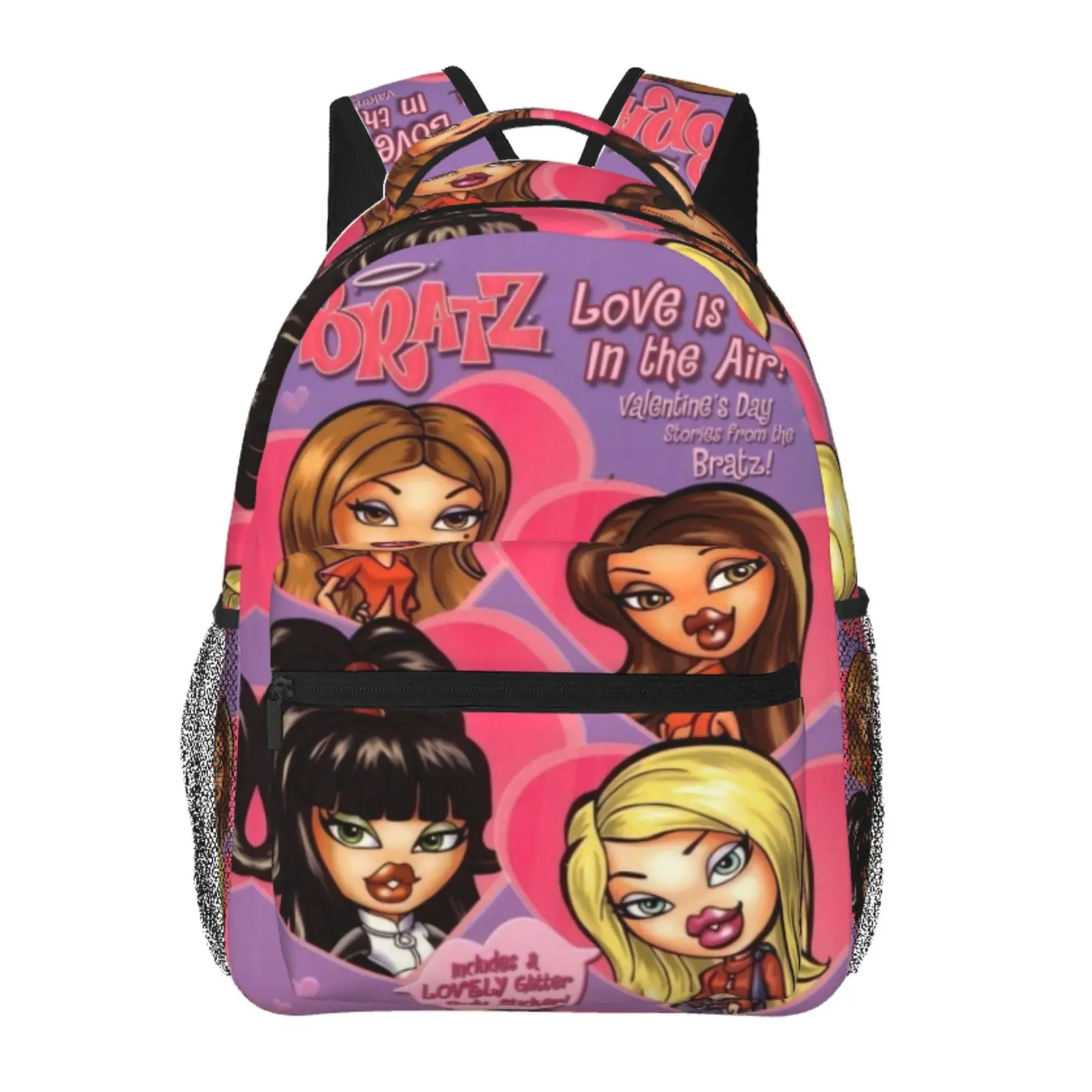 Bratz All-Over Print Backpack Large Capacity Bratz Outdoor Daypack for Hiking Field Trips Daily Commute, Cartoon Casual Bratz Merch Laptop School Bag for Teens Adults & Gift Giving