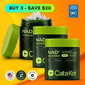 3x Cata-Kor NAD+ Advanced - NAD Supplement with Resveratrol - 180 Capsules