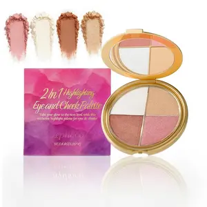 Eye & Cheek Glow Palette, 4-In-1 Eyeshadow, Highlighter, Blush & Contour, Long-Lasting Silky Finish, Multi-Use Radiant Makeup for All Skin Tones