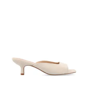 LARNA FAUX SUEDE PEEP TOE KITTEN HEELS IN WIDE - Bone